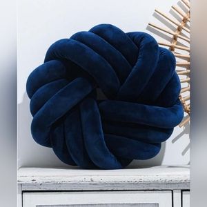Blue Velvet Knot Pillow